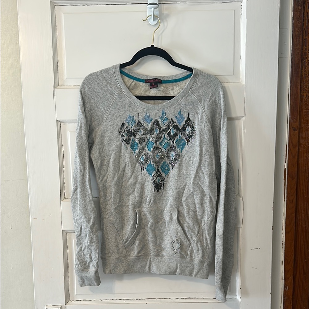 Rock & Roll Cowgirl Gray and Blue Top